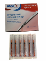 Siringhe con ago 1 ml. Luer Centrale - Ago 25G - MED'S - FARMAC-ZABBAN