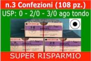 SUPER RISPARMIO: 3 Conf. SUTURE CHIRURGICHE ASSUFIL - USP: 0 + 2/0 + 3/0 Ago Tondo