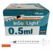 Siringhe Insu/Light® 0,5 ml. per insulina con spazio nullo e ago termosaldato 29G - RAYS