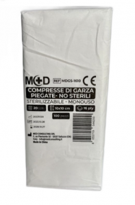 Compresse di Garza Piegata Non Sterili - cm. 10 x 10 ( 16 pieghe ) - 100 pezzi - M+D