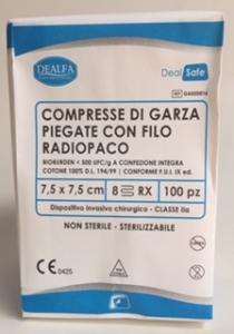 Compresse di Garza Piegata - cm. 7,5 x 7,5  ( 8 pieghe Filo RX ) Conf. 1.000 pz. DEALFA