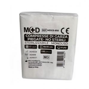 Compresse di Garza Piegata Non Sterili - cm. 10 x 10 ( 8 pieghe ) - 100 pezzi - M+D