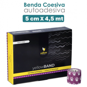 Bende Elastiche Coesive Autoaderenti Colorate yellowBAND " Zampette " - 12 pz. ( cm. 5 x mt. 4,5 )