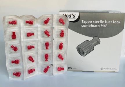Tappi Combi Stopper Luer Lock Sterili - rosso ( 500 pezzi ) - FARMAC-ZABBAN