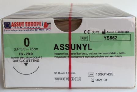 Suture Chirurgiche ASSUNYL  ( EP 3,5 )  0 AGO TRIANGOLARE 3/8  - 29,9  mm ( cod. YS552 ) - ASSUT EUROPE