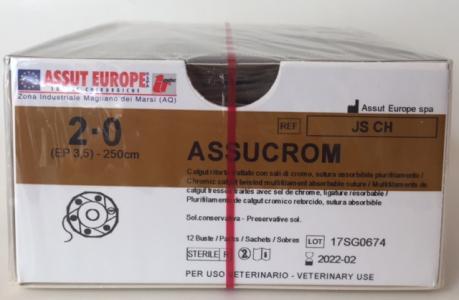 Suture Chirurgiche ASSUCROM ( solo uso veterinario ) ( EP 3 ) 2/0 BOBINA - 250 cm ( cod. JS CH ) - ASSUT EUROPE